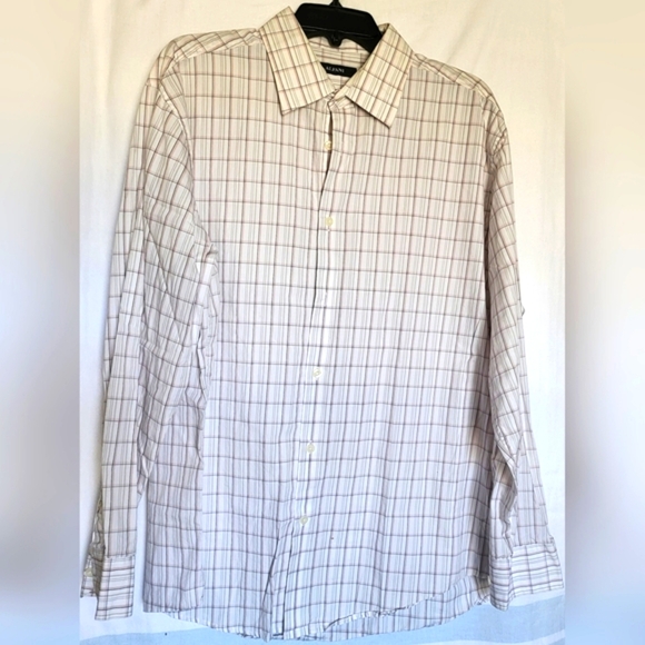 Alfani Mens White Pink Gray Button Down Long Sleeve‎ Career Shirt Size XL - Picture 1 of 4